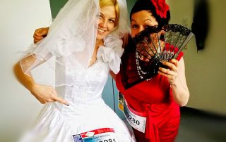 Kostümprobe mit Braut für die Rewe TeamChallenge 2017