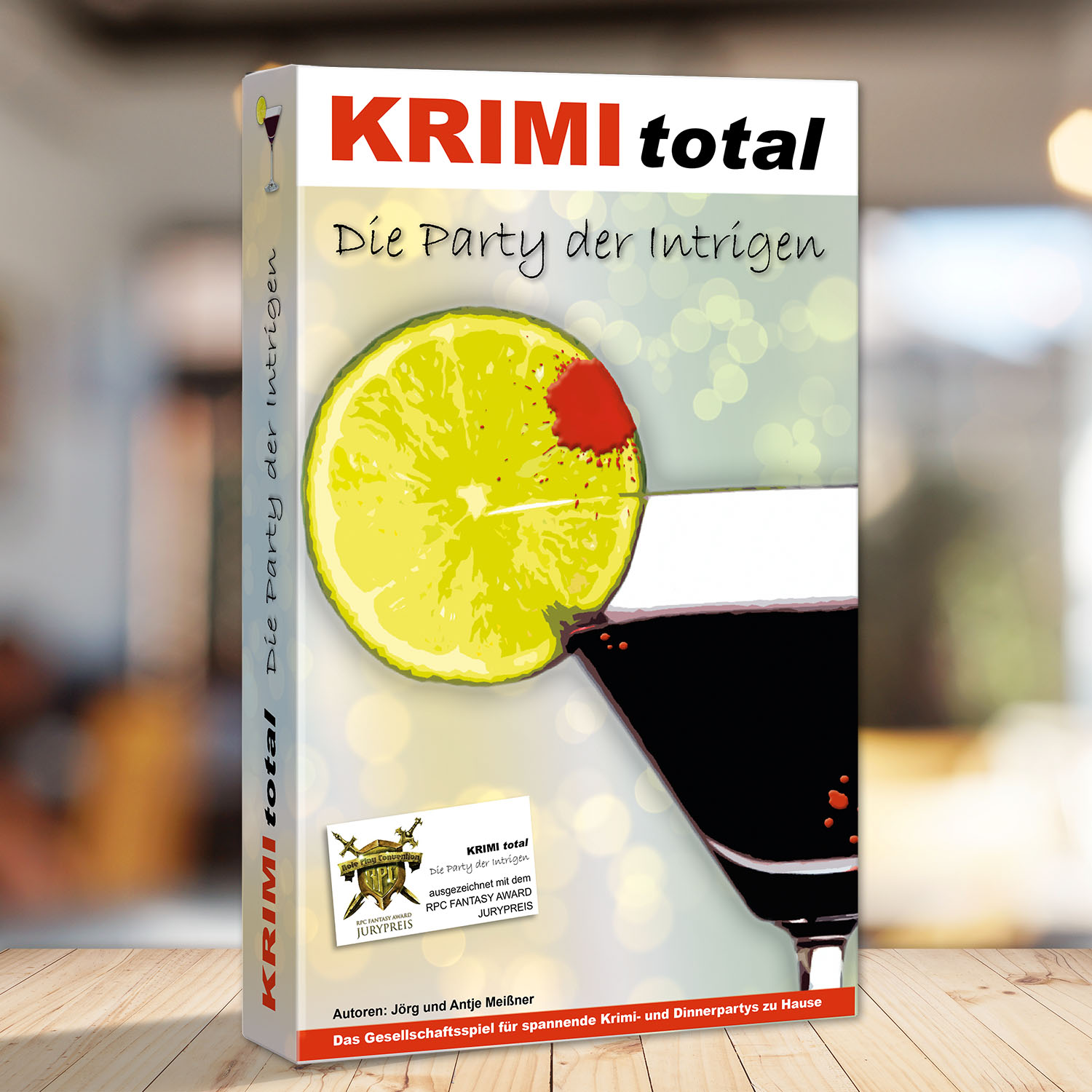 Abbildung eines Spielkartons des Krimispiels "KRIMI total - Die Party der Intrigen"