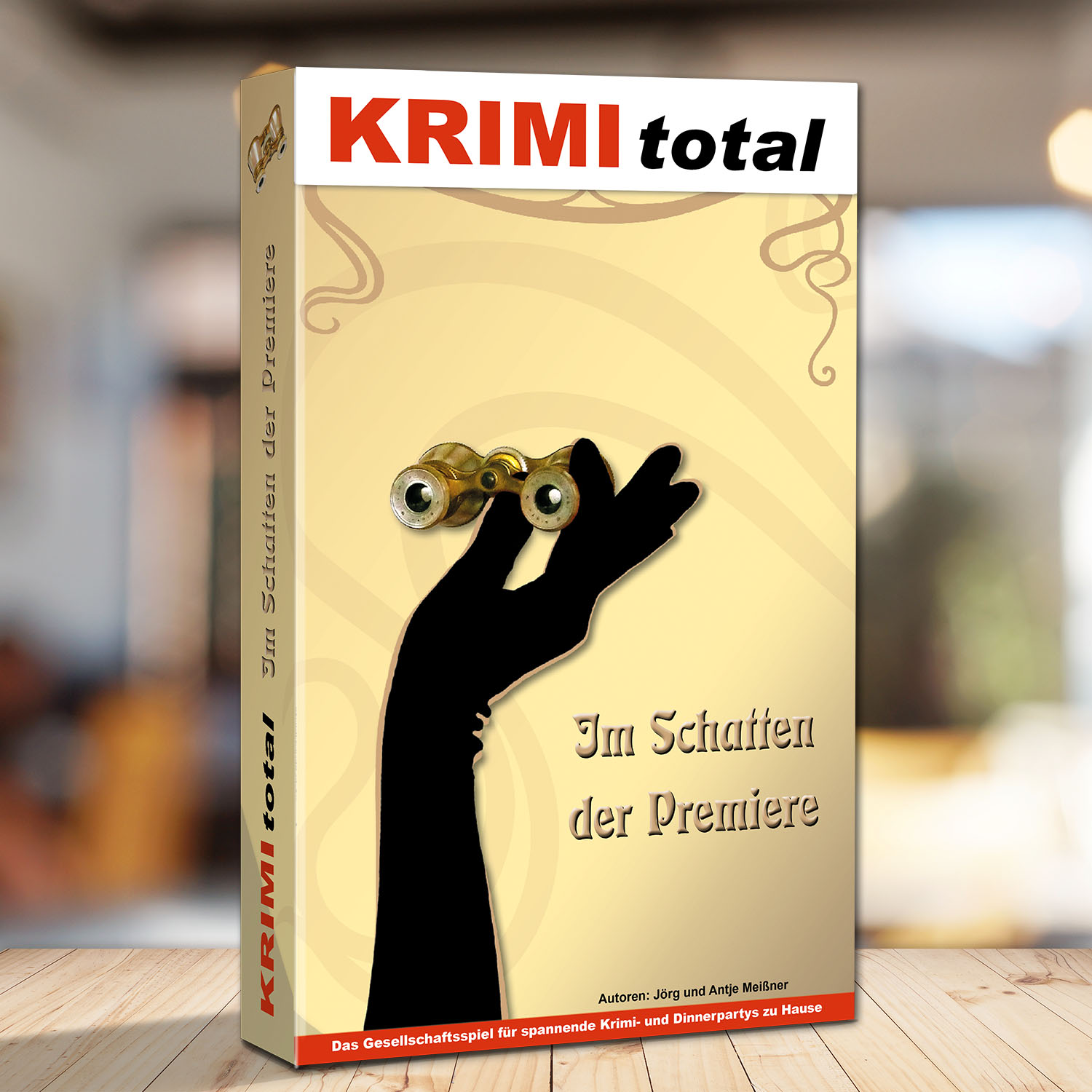 Abbildung eines Spielkartons des Krimispiels "KRIMI total - Im Schatten der Premiere"