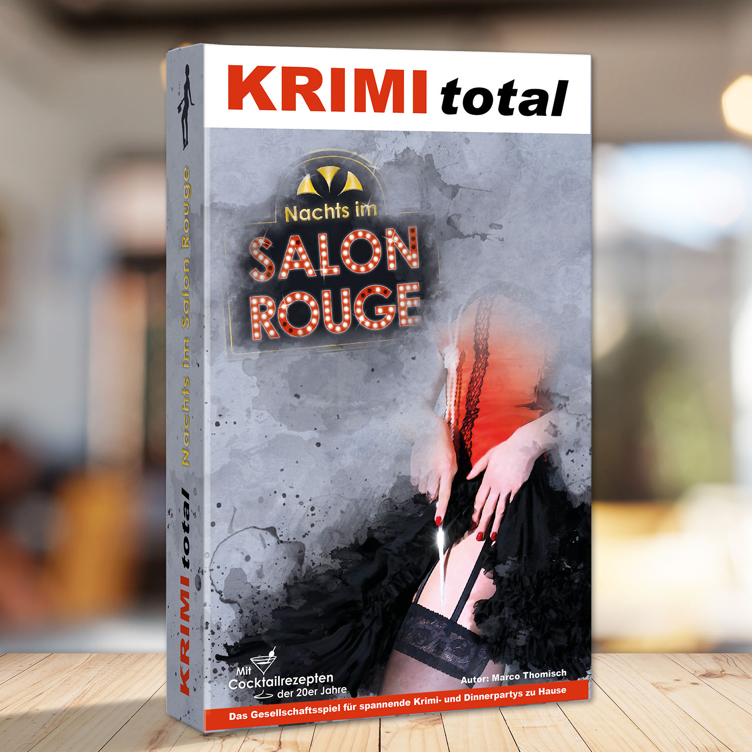 Abbildung eines Spielkartons des Krimispiels "KRIMI total - Nachts im Salon Rouge"