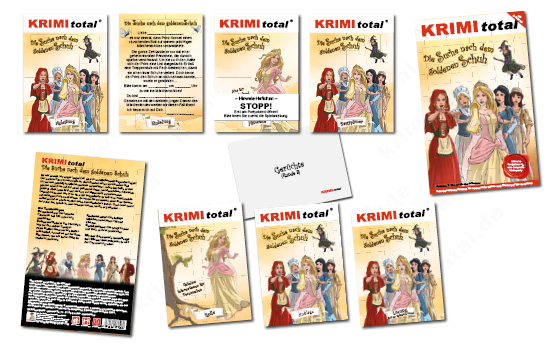 Lieferumfang KRIMI total - Die Suche nach dem goldenen Schuh (Fall 17, ab 8 Jahren, Spielbox) (Krimispiel, gedruckte Edition)